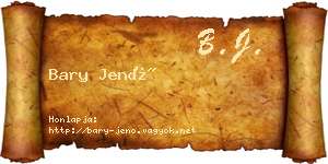 Bary Jenő névjegykártya